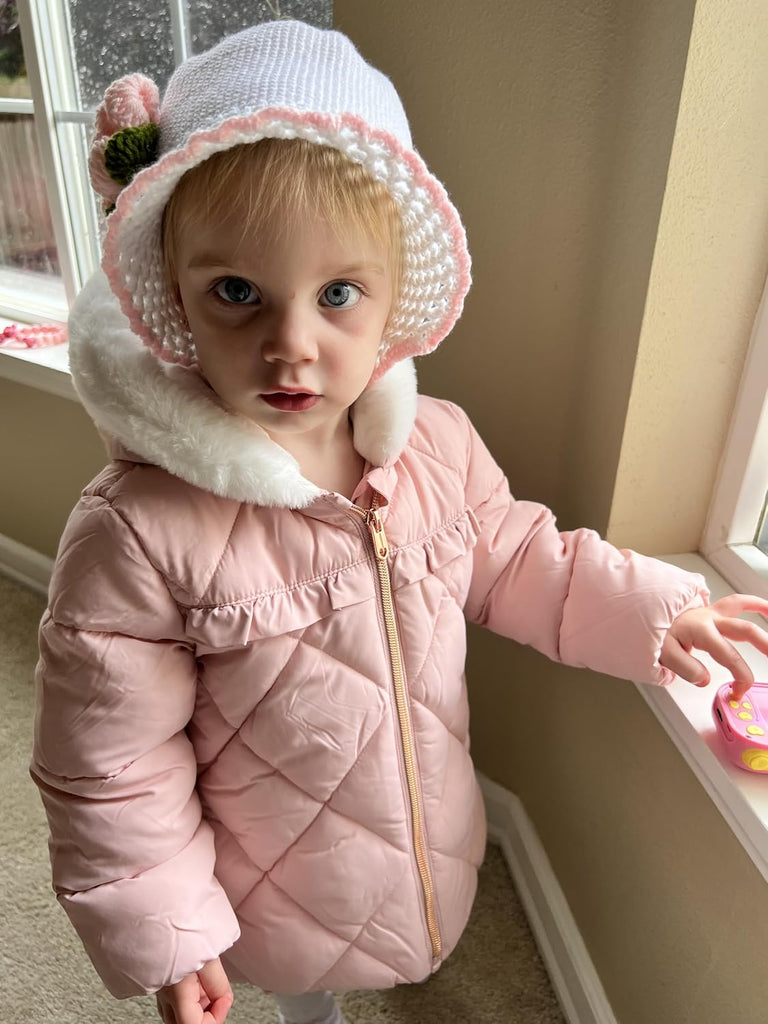 Baby Girls' Winter Puffer Jacket with Mini Fur Lining