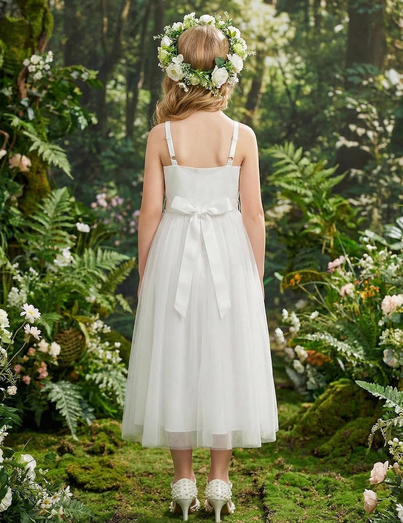 Flower Girl Dress Spaghetti Strap Tulle Long Formal Party Dresses