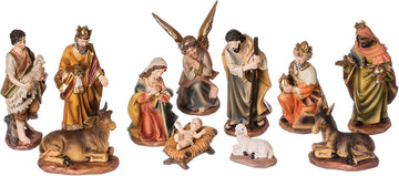 11-PC Nativity Set, Color-Washed, 6" H, Resin and Stone Mix, Detailed, Realistic, Christmas Decor, Adorable Gift