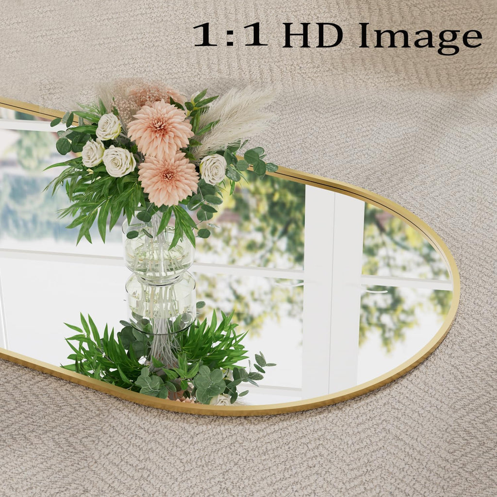 76"x34" Full Length Mirror, Oversized Arched Floor Mirror, Gold