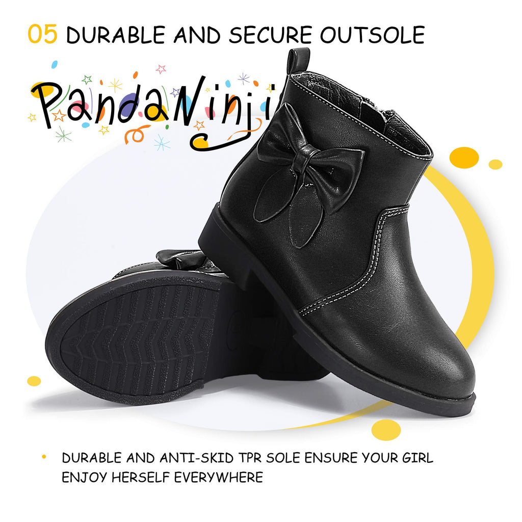 Girls Black Ankle Boots Bowknot Dress Booties Shoes
