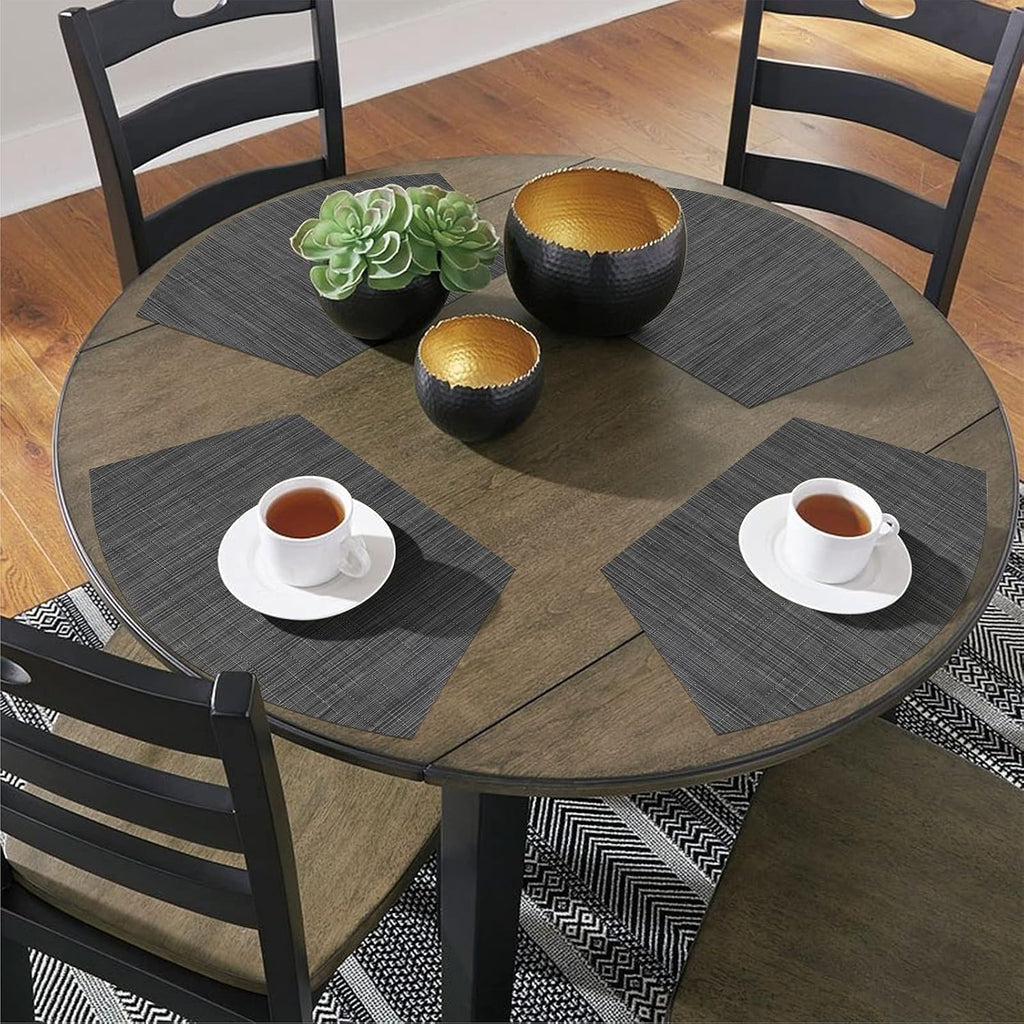 Small Round Table Placemats Woven Vinyl Wedge Placemats with Centerpiece Round Table Mats Heat Resistant - Set of 5