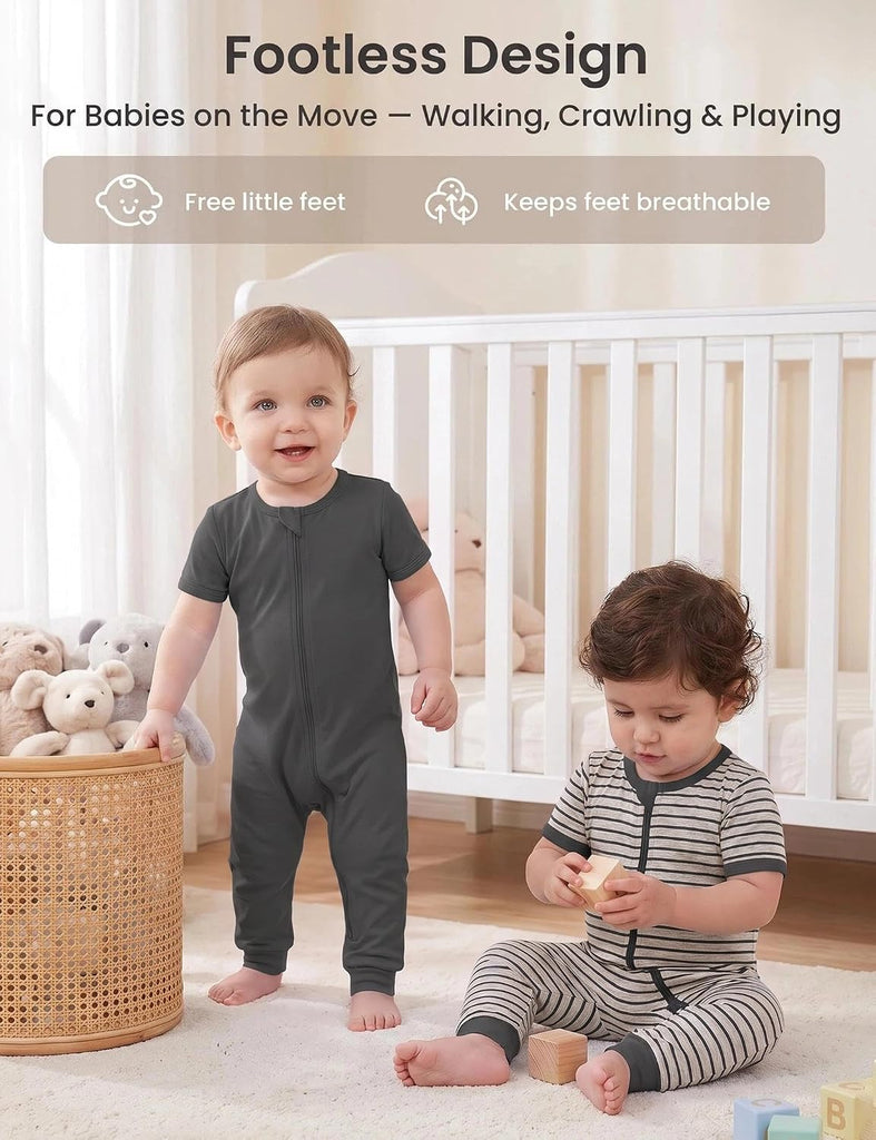 Baby Romper Short Sleeve Cotton Pajamas Way Zipper