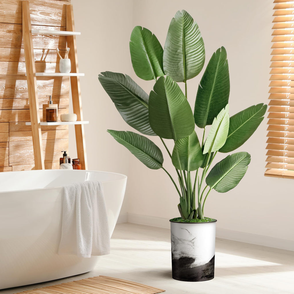 Artificial Tree in Contemporary Planter, Fake Bird of Paradise Silk Tree for Indoor and Outdoor Home Decoration - 58"