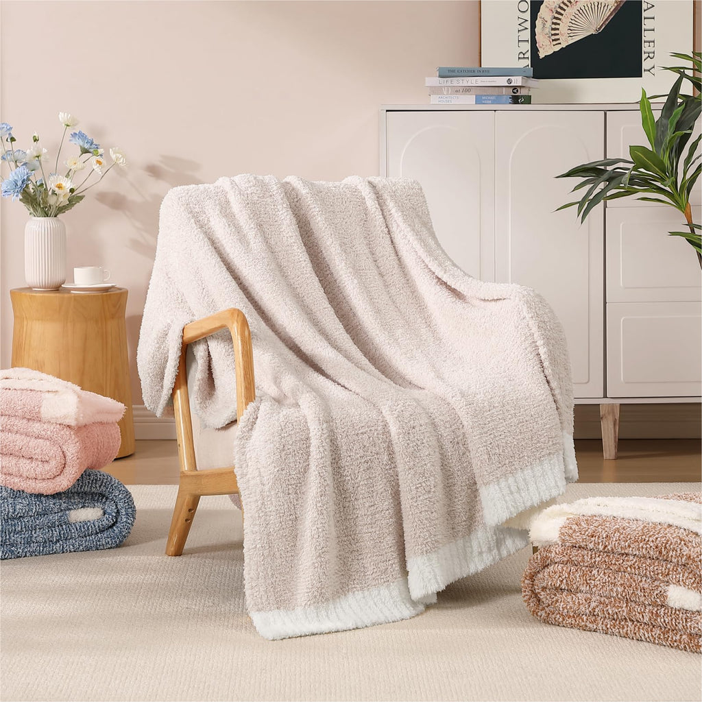 Soft Blanket for Bed-Cozy Warm Reversible Knitted Blankets