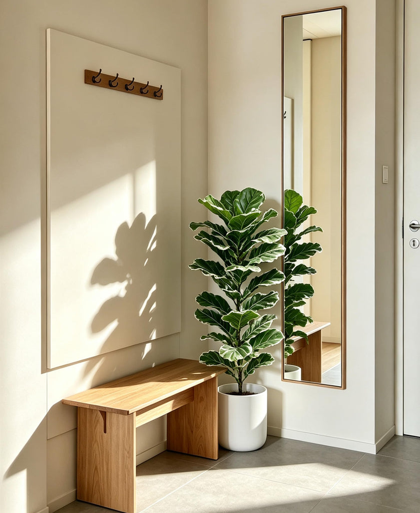 Set of 2 Fiddle Fig Tree 40'' Fake Tree Plants Artificial Decor with Green Artificial Turf Artificial Indoor Plants