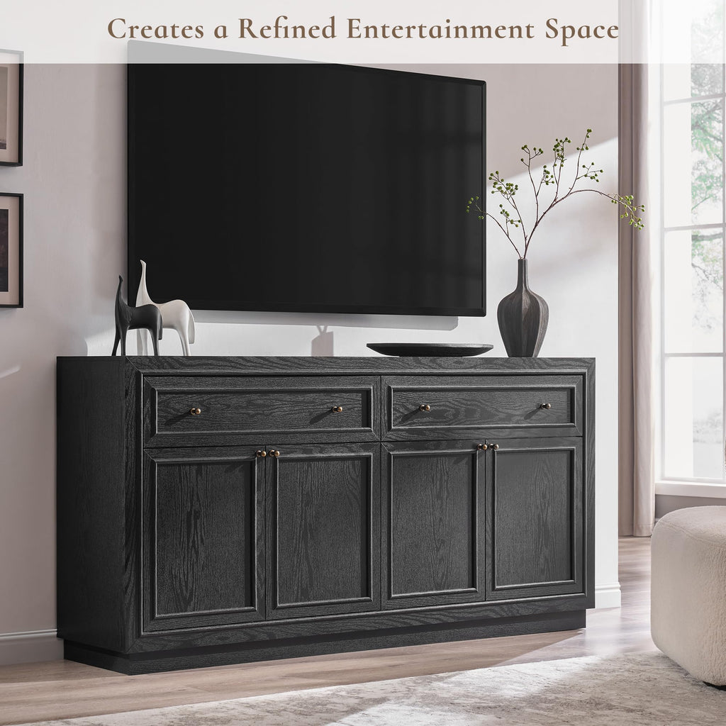63" Modern Farmhouse Buffet Cabinet with Storage, Charcoal Black