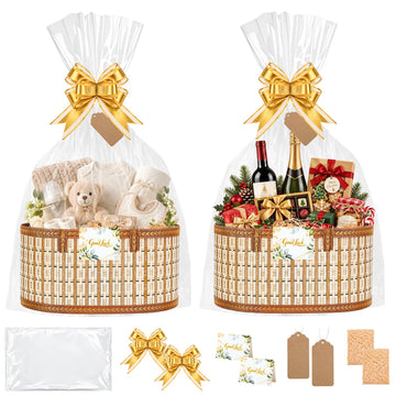 2 Set Large Baskets for Gifts Empty (Gold)