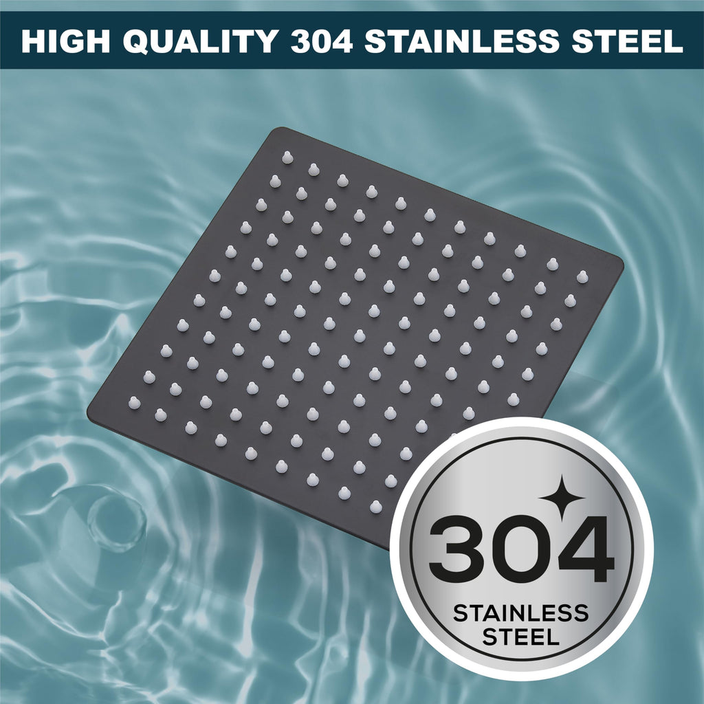 Square Rain Shower Head,High Pressure,Matte Black 10 Inch