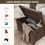 Farmhouse Lift Top Coffee Table with Storage, Wood Square Center Table with Charging Station&USB Port