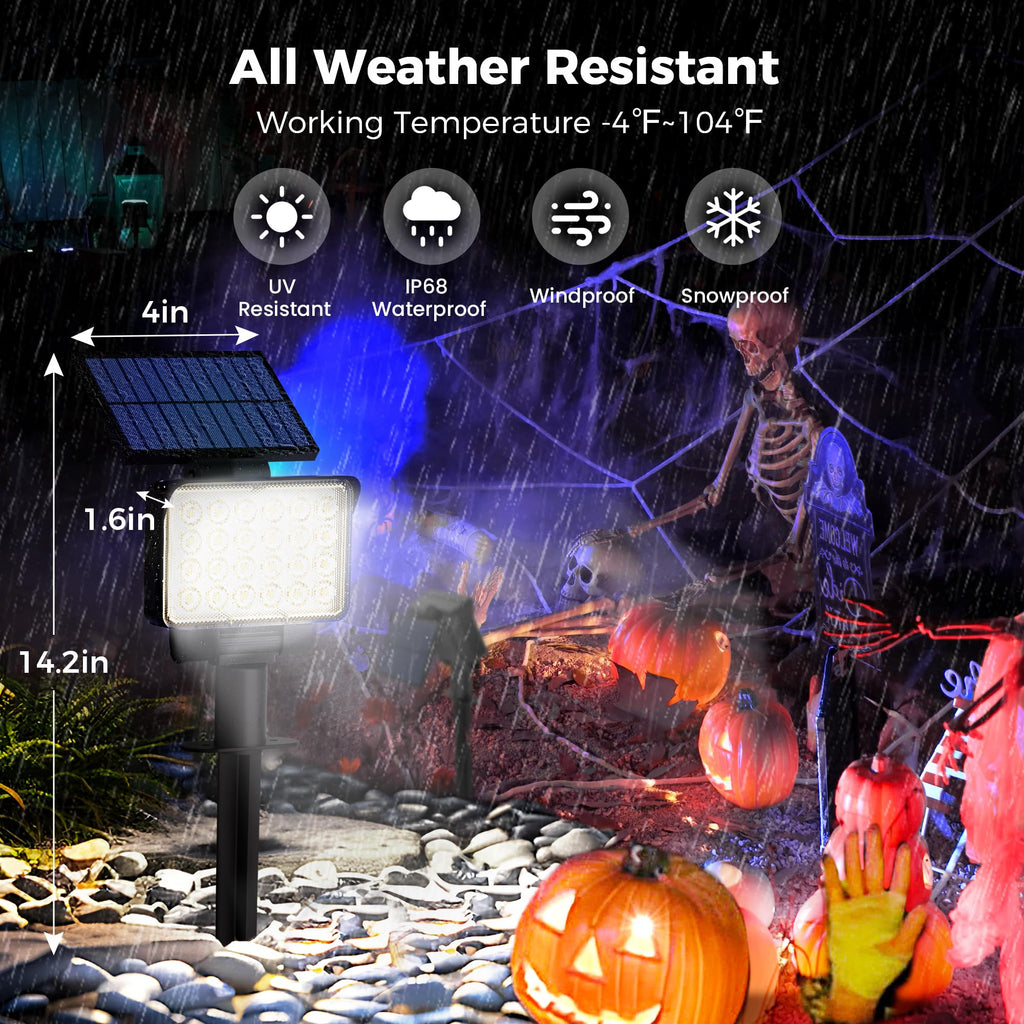 Solar Spot Lights Outdoor Waterproof, 4 Packs, Cool White