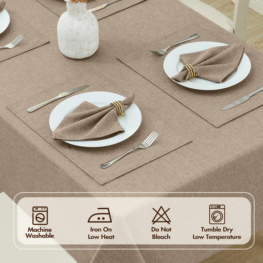 Flaxen 60x144 Rectangular Polyester Linen Farmhouse Tablecloth