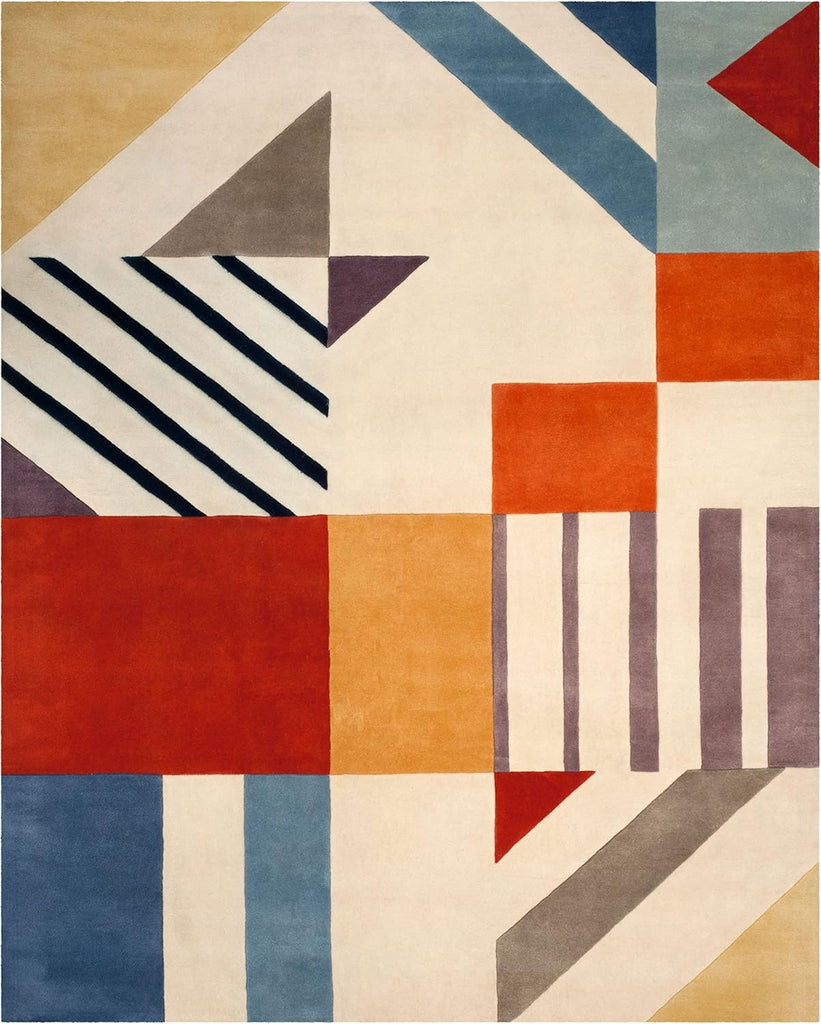 Fifth Avenue 10' x 14' Ivory/Multi Handmade Mid-Century Modern Abstract Wool Area Rug