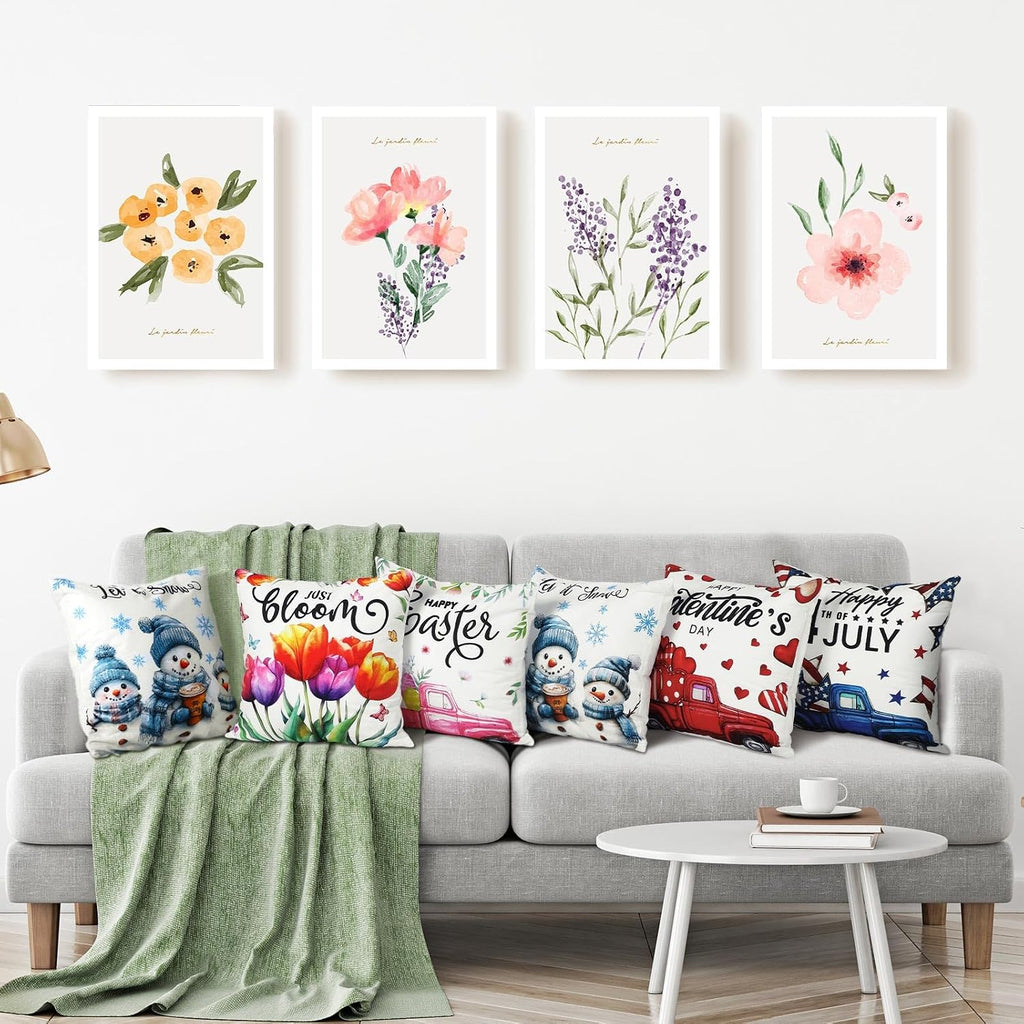 Holiday Pillow Covers 18x18 Inch Seasonal Throw Pillow Cover - Set of 20