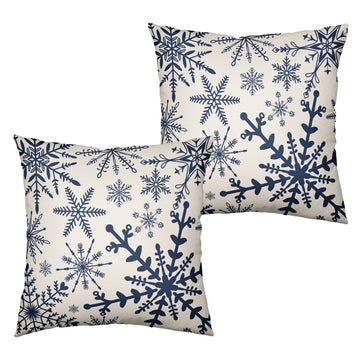 Winter Snowflake Pillow Covers 16x16 Set of 2 Christmas Home Decor
