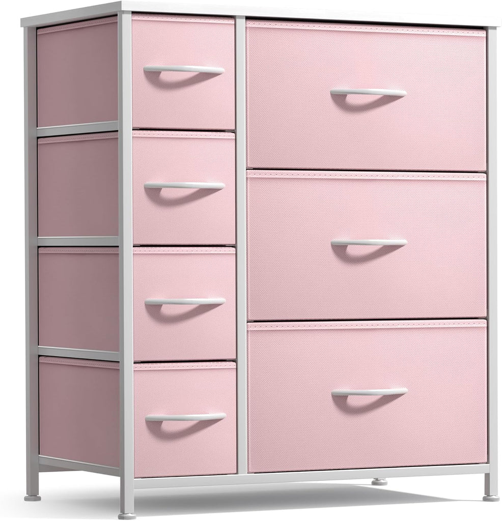Dresser with 7 Drawers - Furniture Storage Chest for Kid's, Teens, Bedroom, Nursery, Playroom, Clothes, Toys - Steel