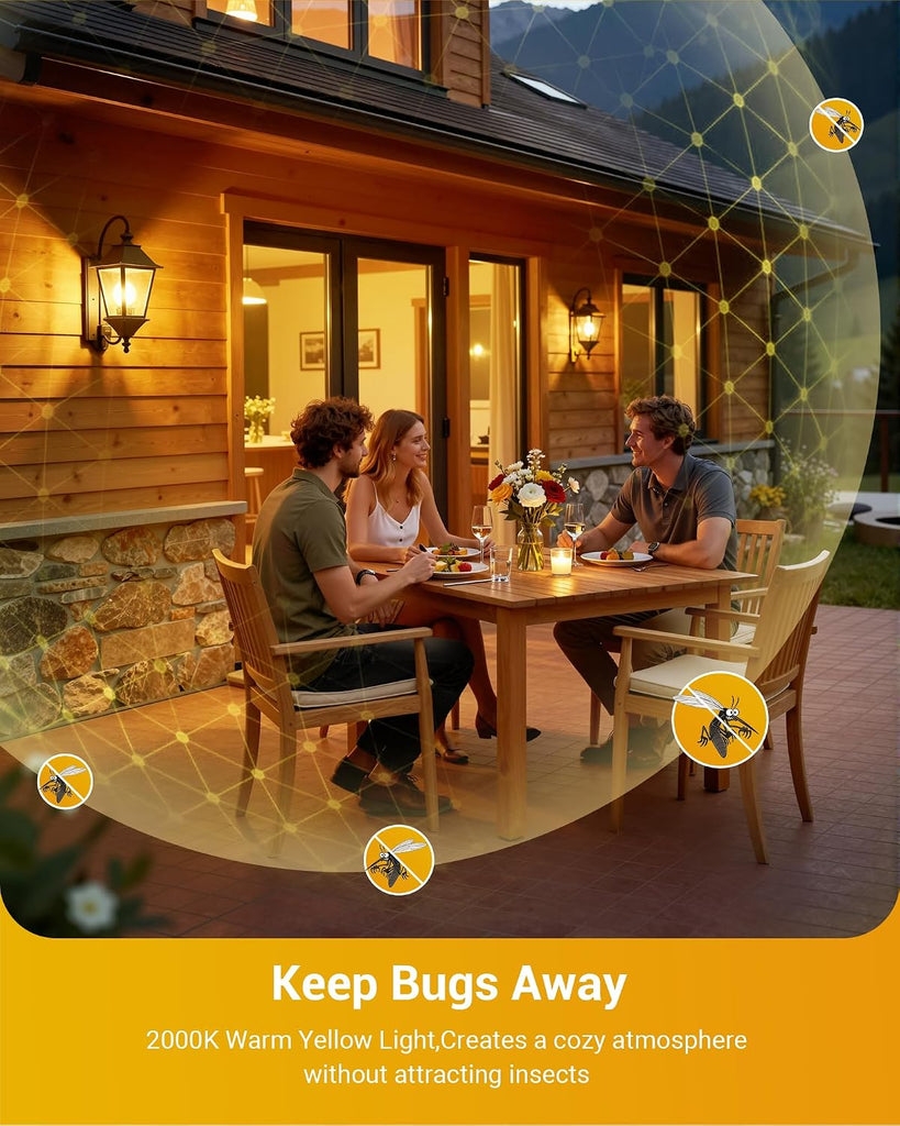 Dusk to Dawn A19 LED Bug Light Bulbs, 2000K Amber E26