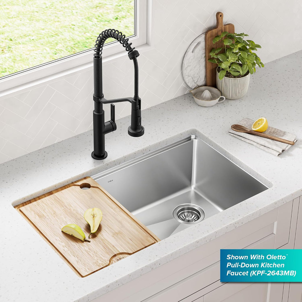 Fairlane 32 in Undermount Workstation Single Bowl 18-Gauge Stainless Steel Kitchen Sink with Accessories, KWU610-32