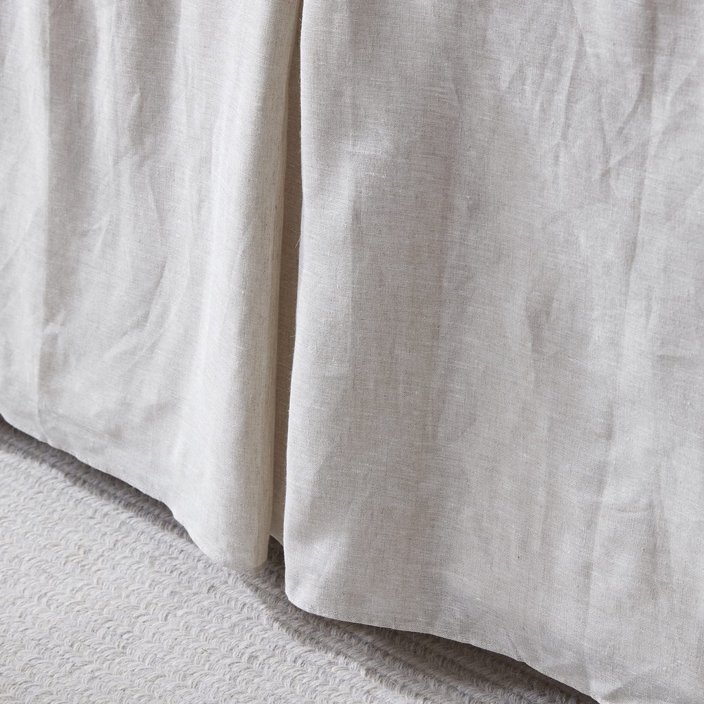 Premium Linen Bed Skirt Basic Style 18 inch Tailored Drop Dust Proof Easy Fit Breathable (18'' Basic-Linen, King)