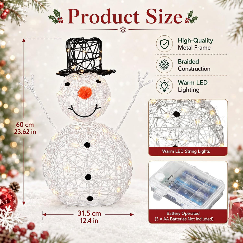 Christmas Snowman Outdoor Decoration Lighted Metal Wire