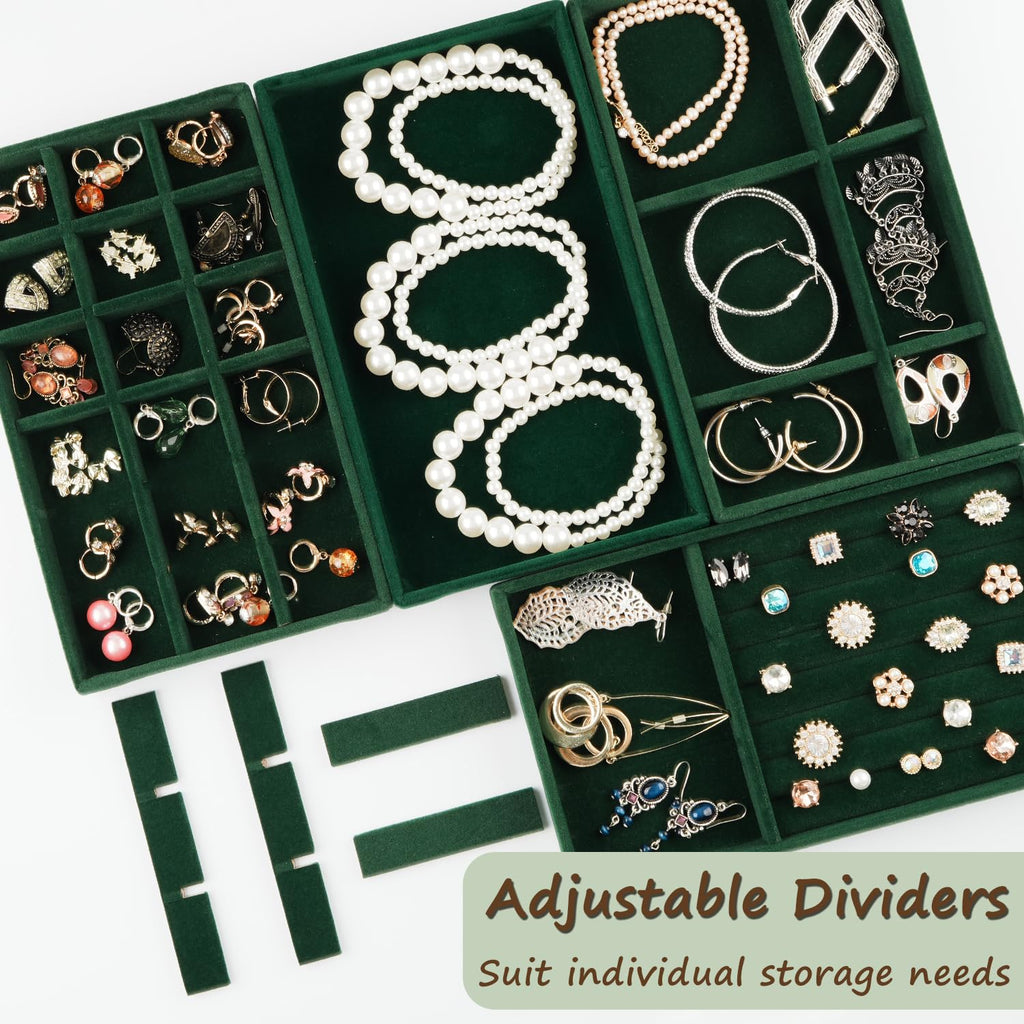 Jewelry Drawer Organizer, 8 Set of Stackable Velvet Organizer Tray, Drawer Inserts for Jewelry Organization, Showcase