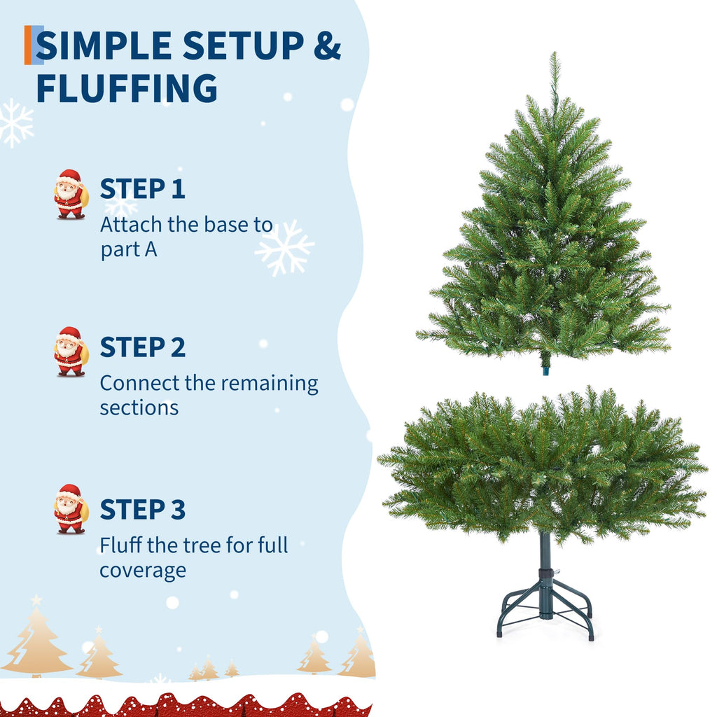 6ft Pre-Lit Artificial Spruce Christmas Tree with 450 Dual-Color LEDs, 1600 Thickened Branch Tips & 2 Lighting Modes
