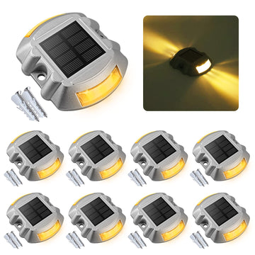 Solar Deck Driveway Dock Lights,Solar Pathway Lights,Warm 8 Pack