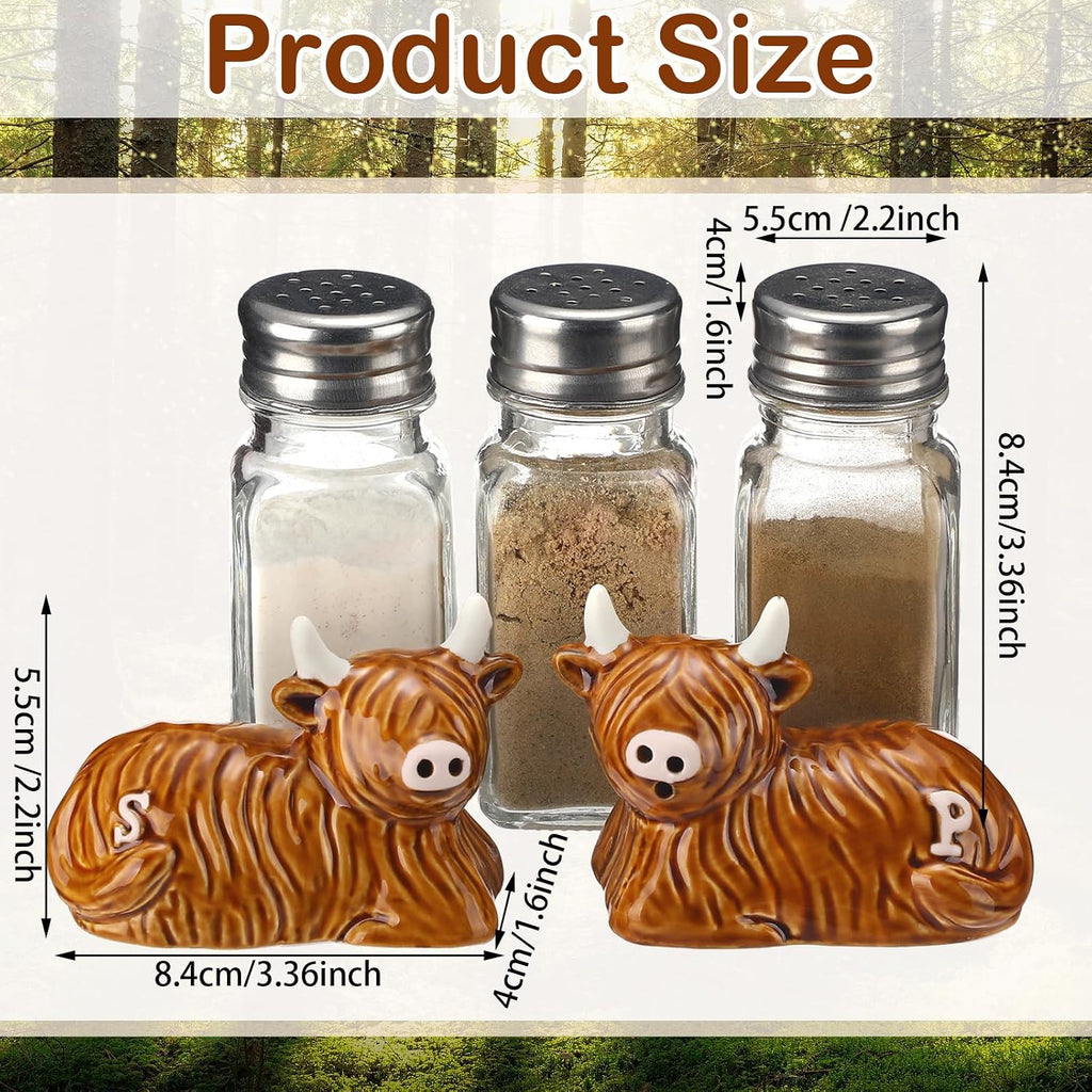Highland Cow Salt and Pepper Shakers, Ceramic Animal S&p Set - Set of 2