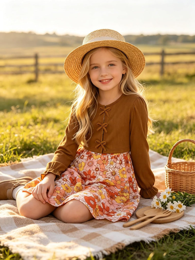Girls Dress with Cardigan for 2 Piece Outfits