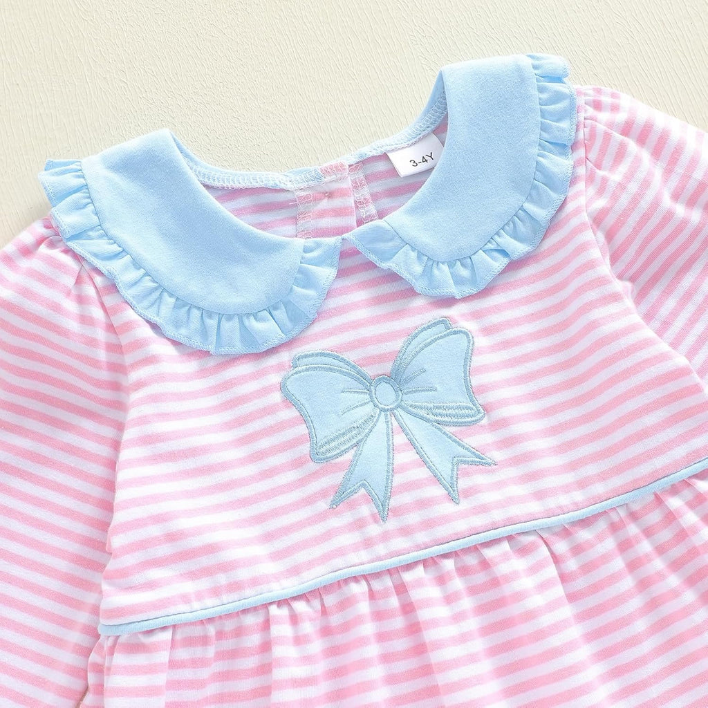 Little Toddler Baby Girl Clothes Peter Pan Collar Shirt Ruffle Long Sleeve Top Sweatshirt Pants 2Pcs Set