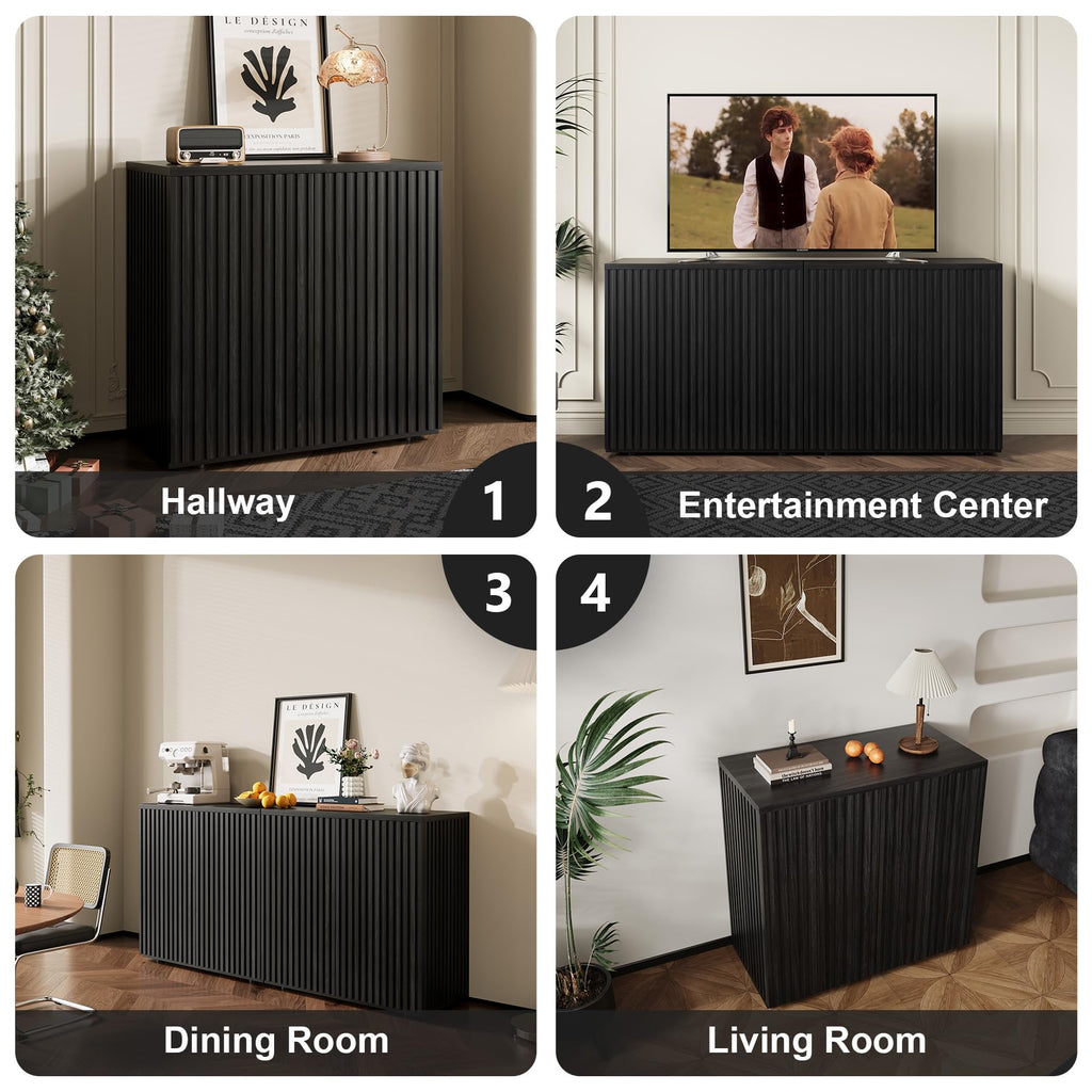 63" Fluted Sideboard Cabinet with Storage, Buffet Credenza