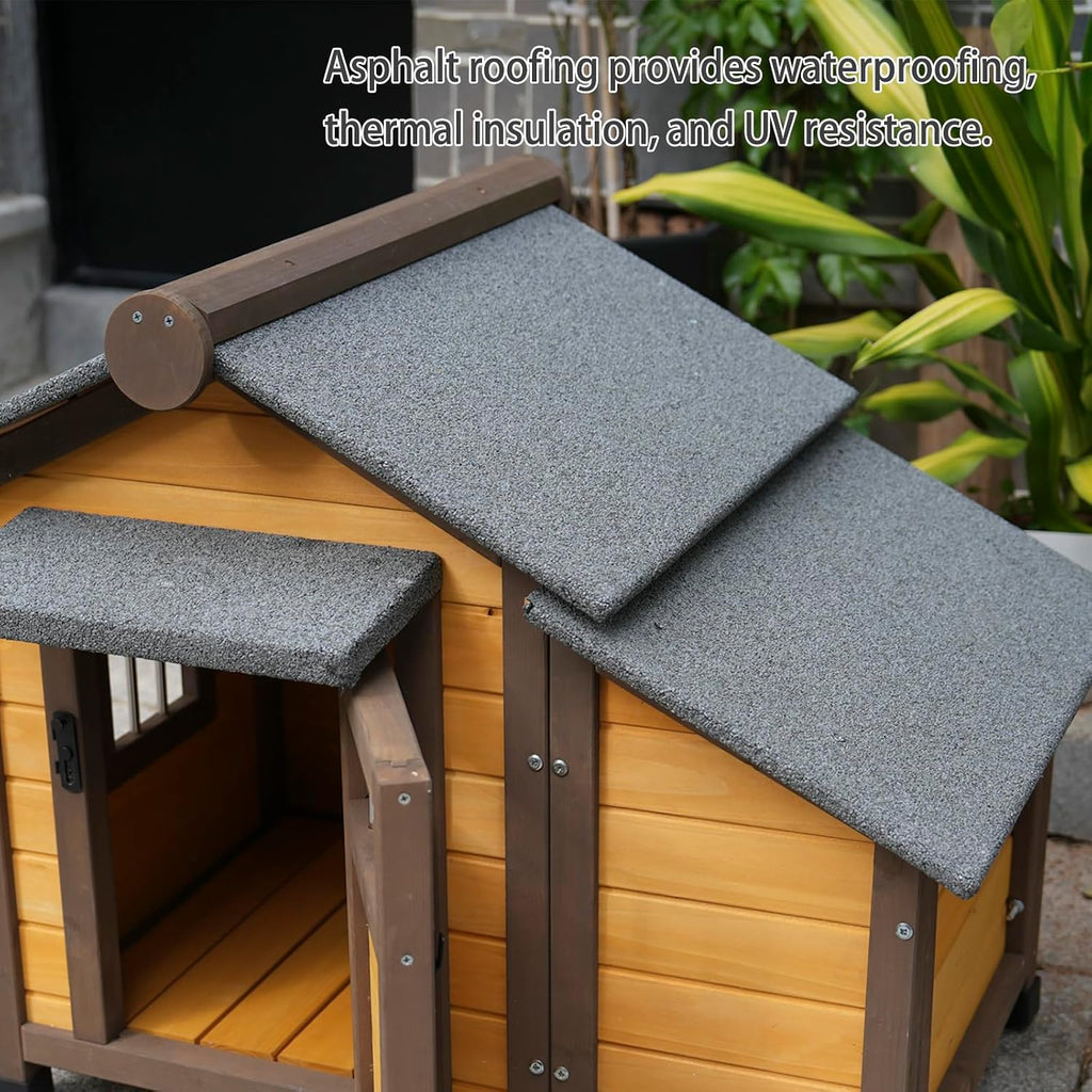Thickened Solid Wood Dog House - Indoor & Outdoor Use, Suitable for Small Dogs, Door-Equipped for Windproof & Cold