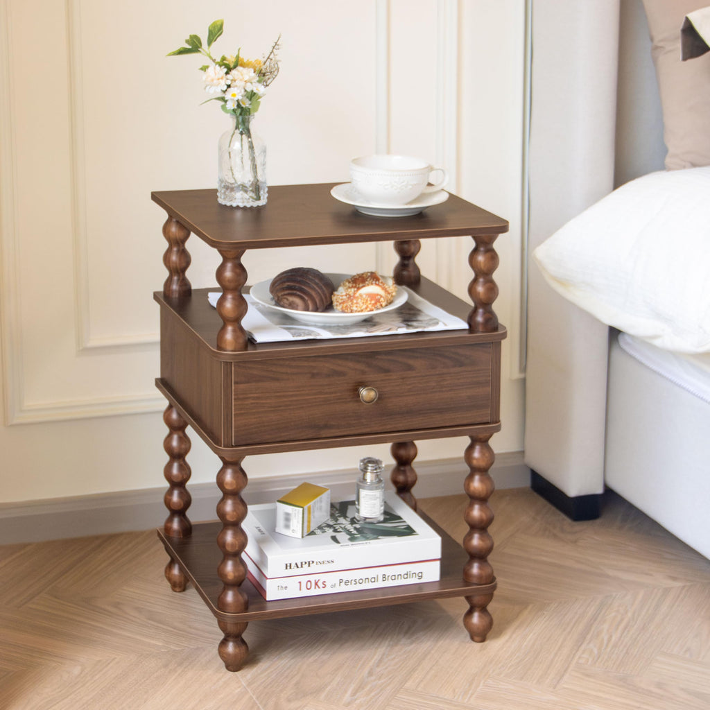 Mid Century Modern Nightstand, Bedside Table with Storage, End Table