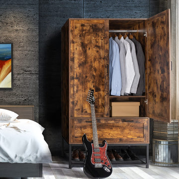 38" W Armoire, Wardrobe Closet with Hanging Rod, Bedroom 71" Freestanding Wardrobe Cabinet with Doors, Adjustable