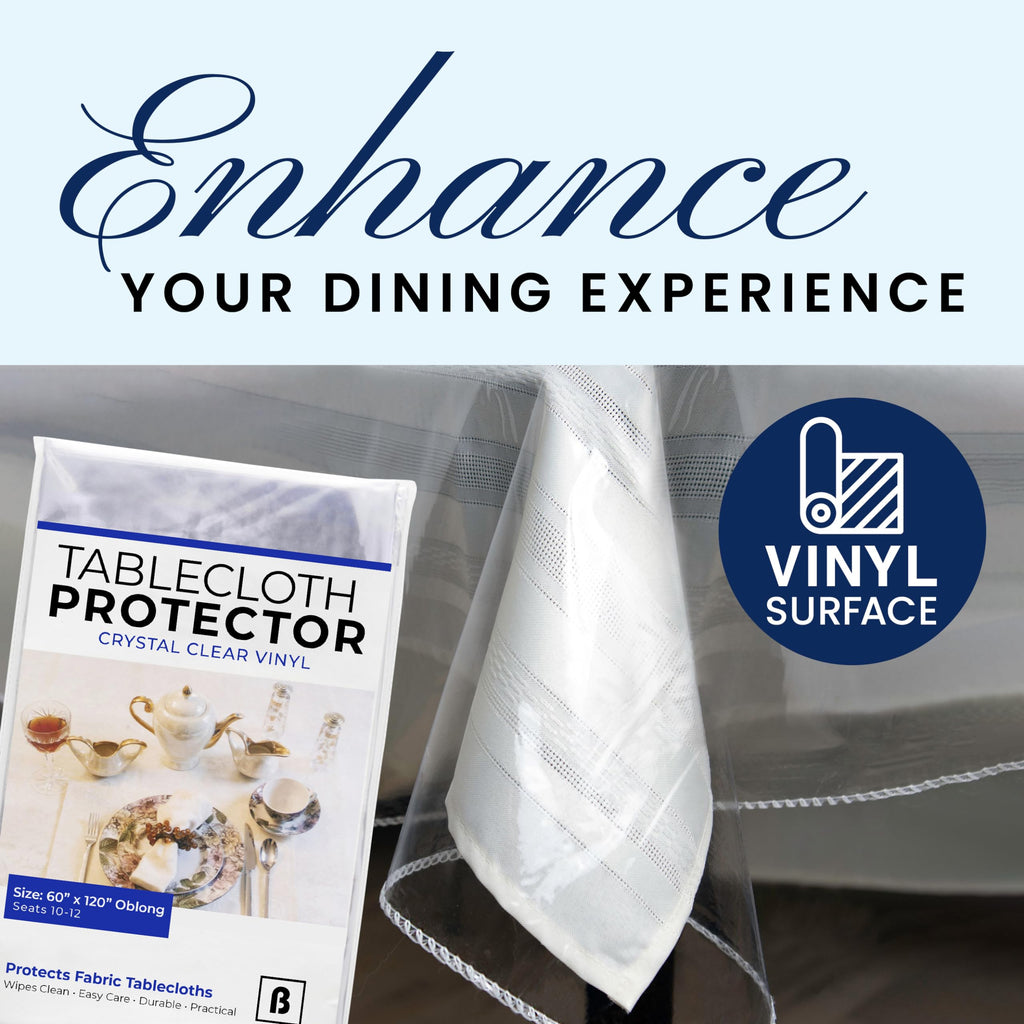 Heavy Duty Clear Plastic Table Cover Protector Rectangle 60x120 - Waterproof, Oil Proof, Wipeable Vinyl Tablecloth