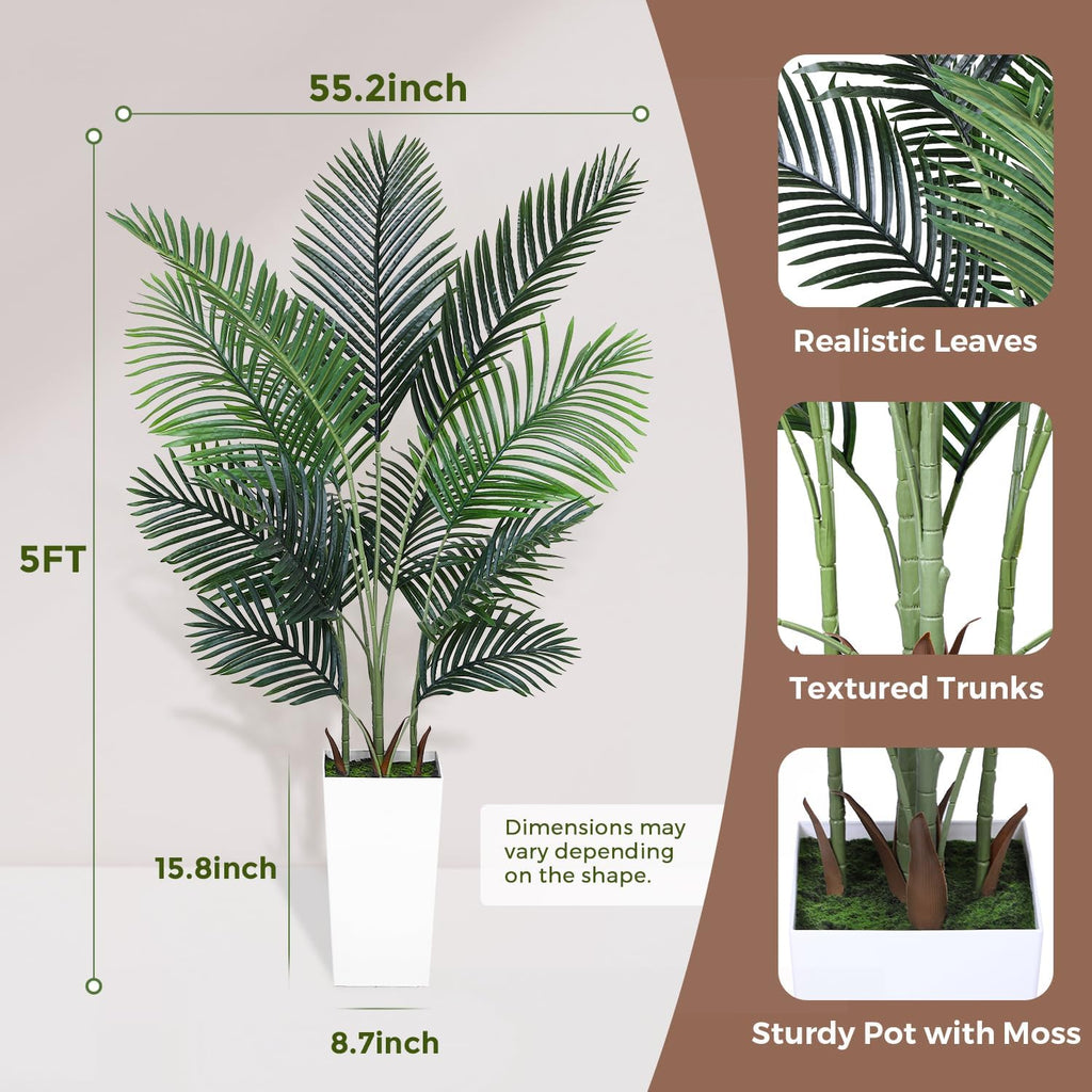 Artificial Palm Tree 5FT, 59" Fake Palm Tree, Faux Tree w/Nursery Pot