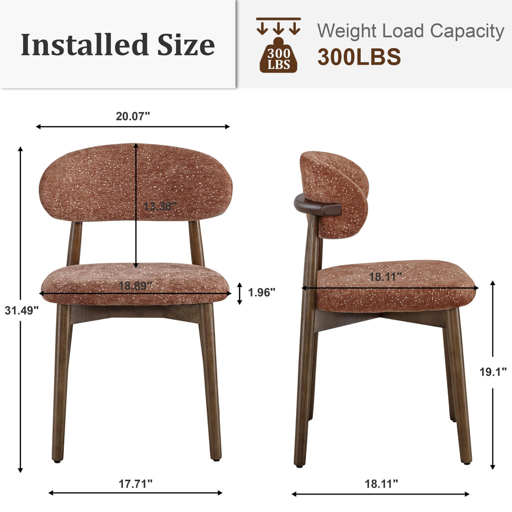 Dining Chairs Set of 4 Mid Century Modern Chenille Fabric Upholstered Kitchen Chairs Wooden Dining Room Chair with