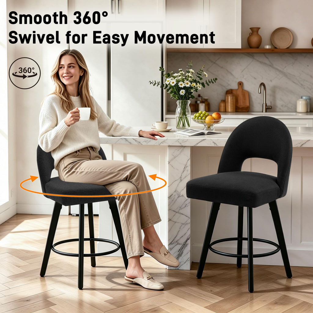 Counter Height Bar Stool, Swivel Upholstered Bar Chair