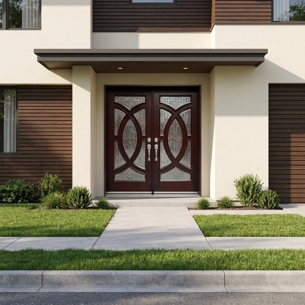 Exterior Front Entry Double House Wood Door (Right Hand, 72"X80")