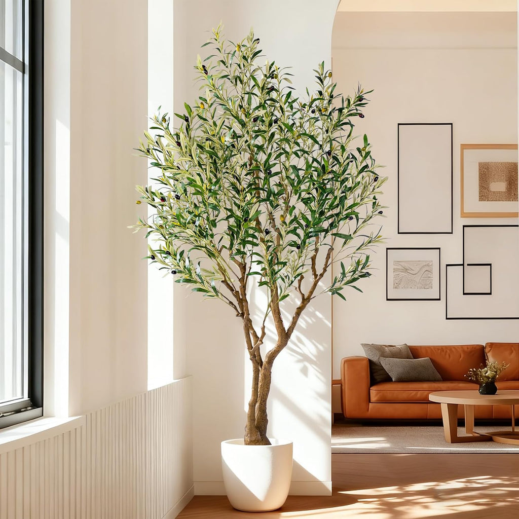 6ft Faux Olive Tree with Pot & Moss Artificial Olive Plant Fake Olive Tree Decor, Large Indoor Artificial Trees Faux