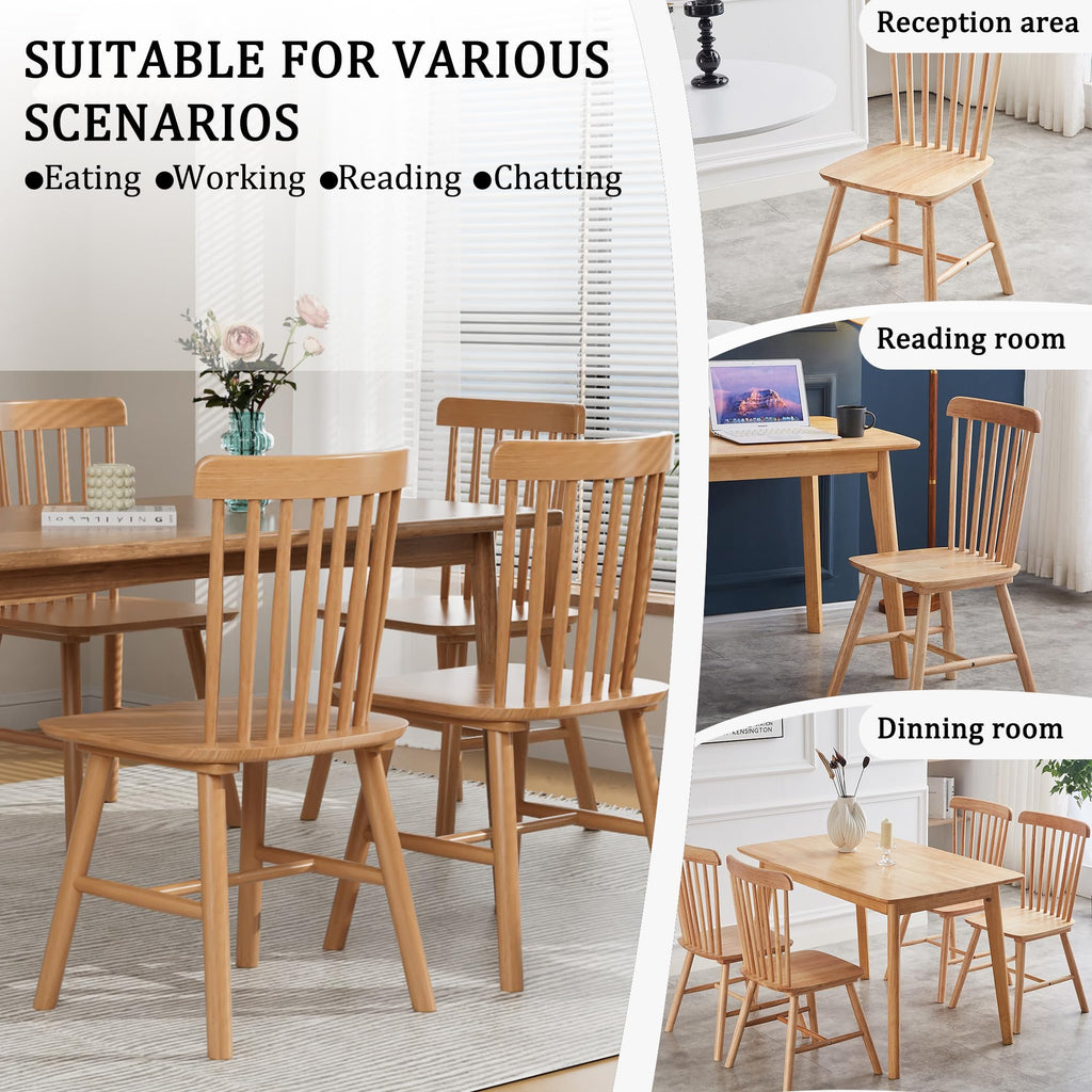 Dining Chairs Set of 4, Farmhouse Solid Wood Windsor Kitchen Chairs Set with Spindle Back for Restaurant Dining Room