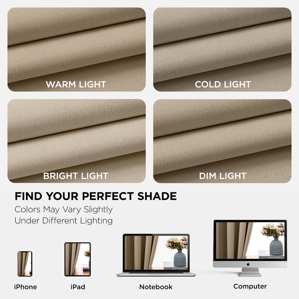 Blackout Curtains 108 Inches Long 1 Panel, Thermal Insulated Long Curtains& Drapes 1 Piece, Room Darkening Grommet