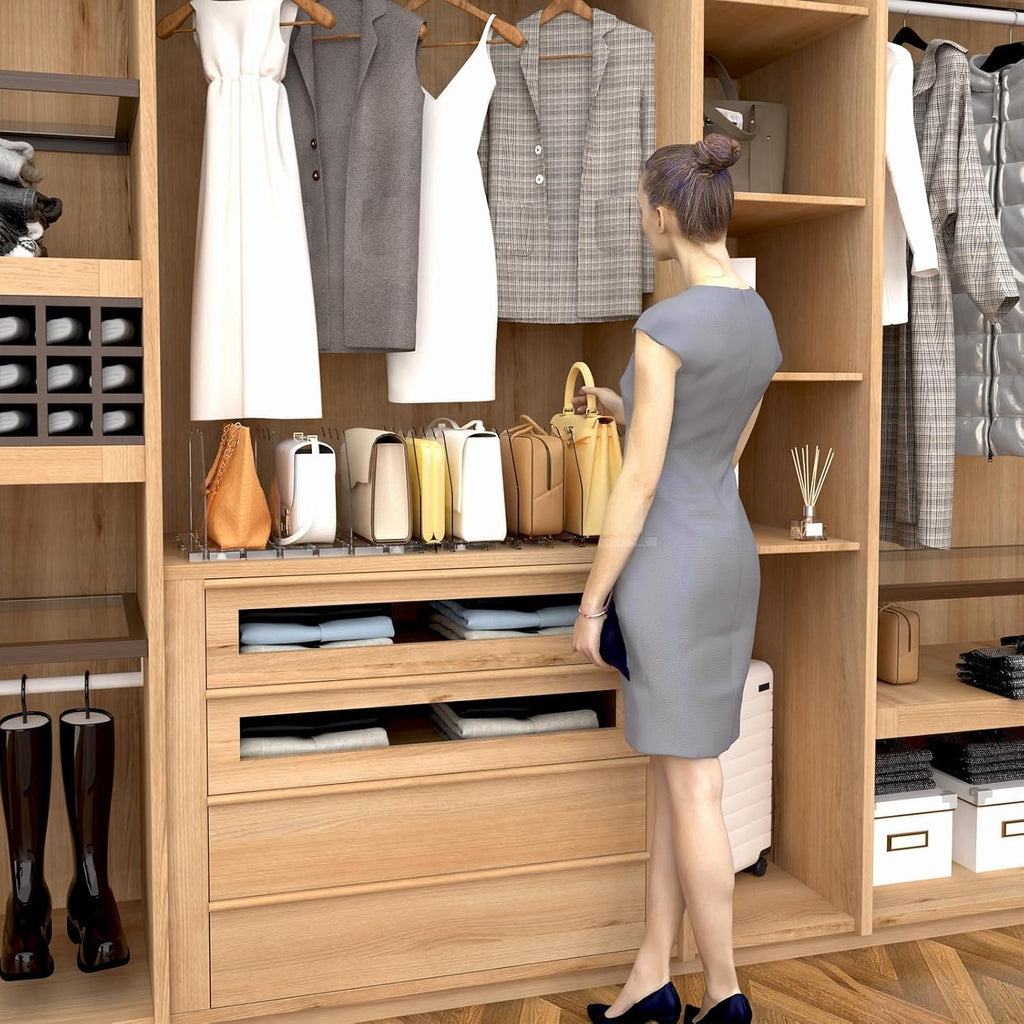 Adjustable Shelf Divider for Closet,2 Pcs Clear Purse Organizer