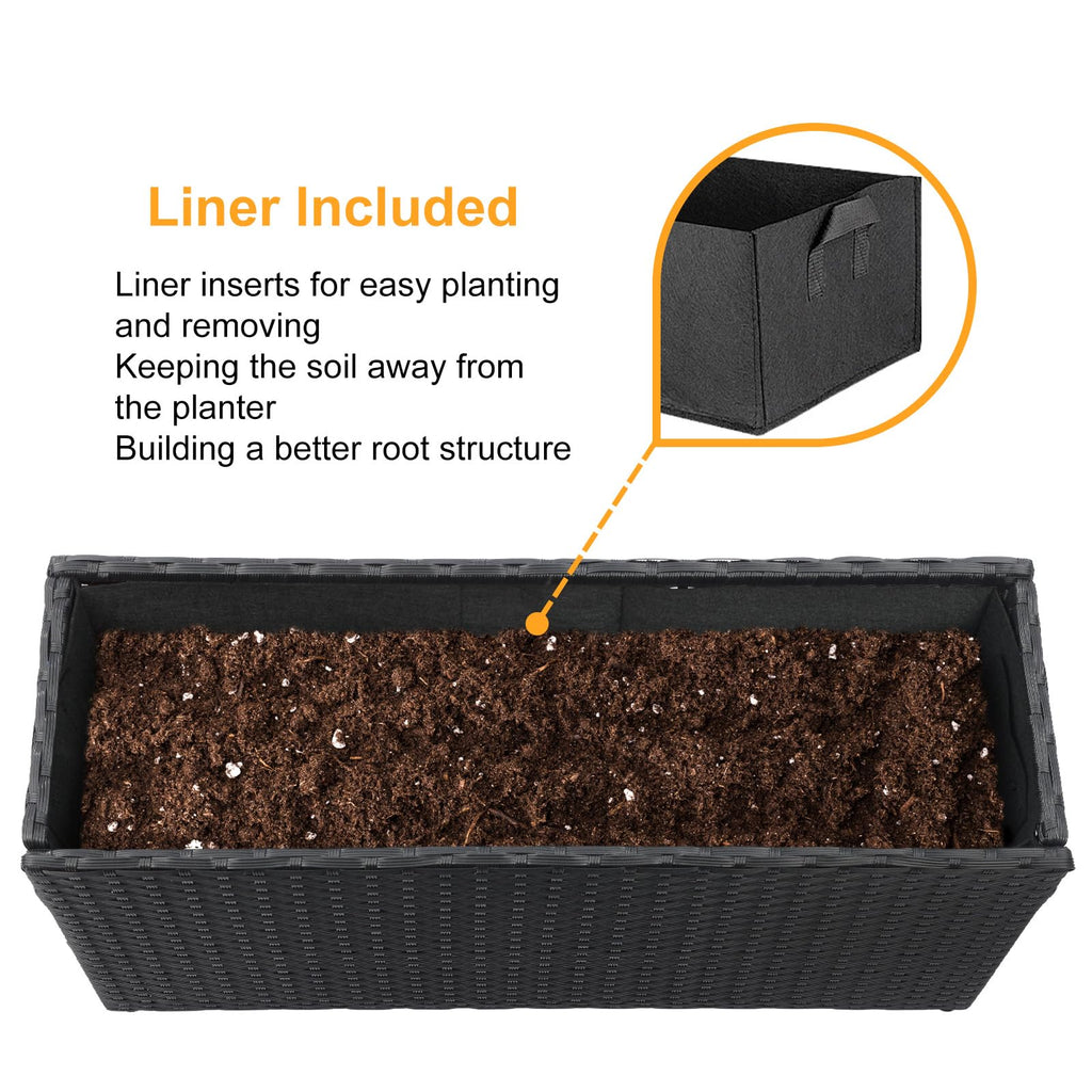 Large Rectangular Planter for Outdoor Rattan Block Box 30x12x16''