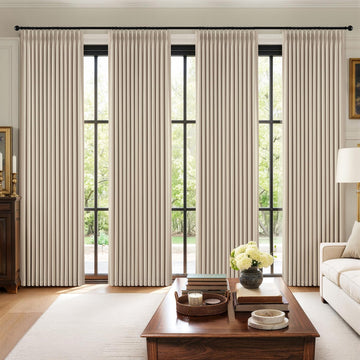 Pinch Pleated 100% Blackout Curtains 96 Inch Long 4 Panel Set for Bedroom Thick Linen Memory Trained Pleat Living