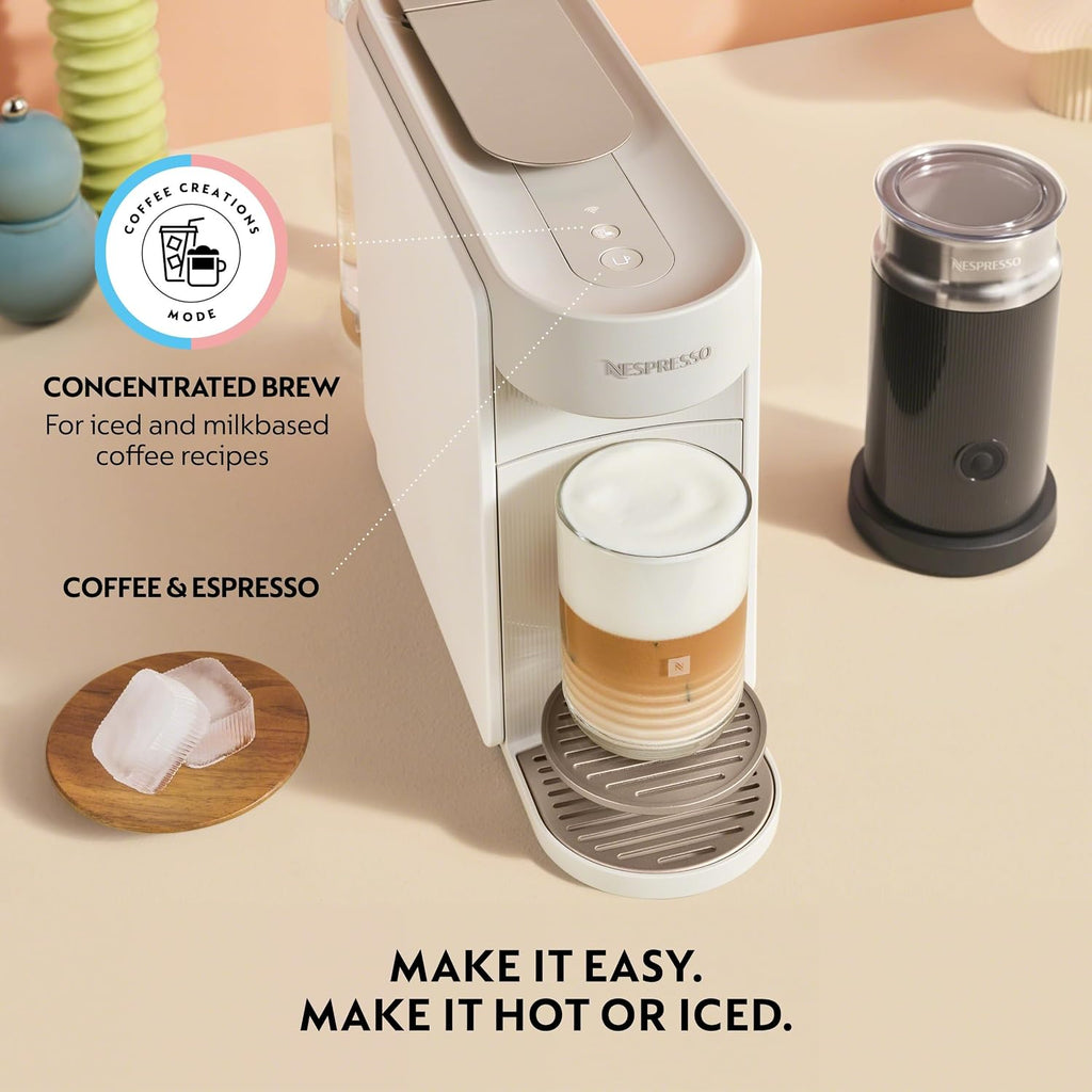 Vertuo Up Coffee Machine with Milk Frother, White | Coffee and espresso maker by with 3 second start and iced mode.