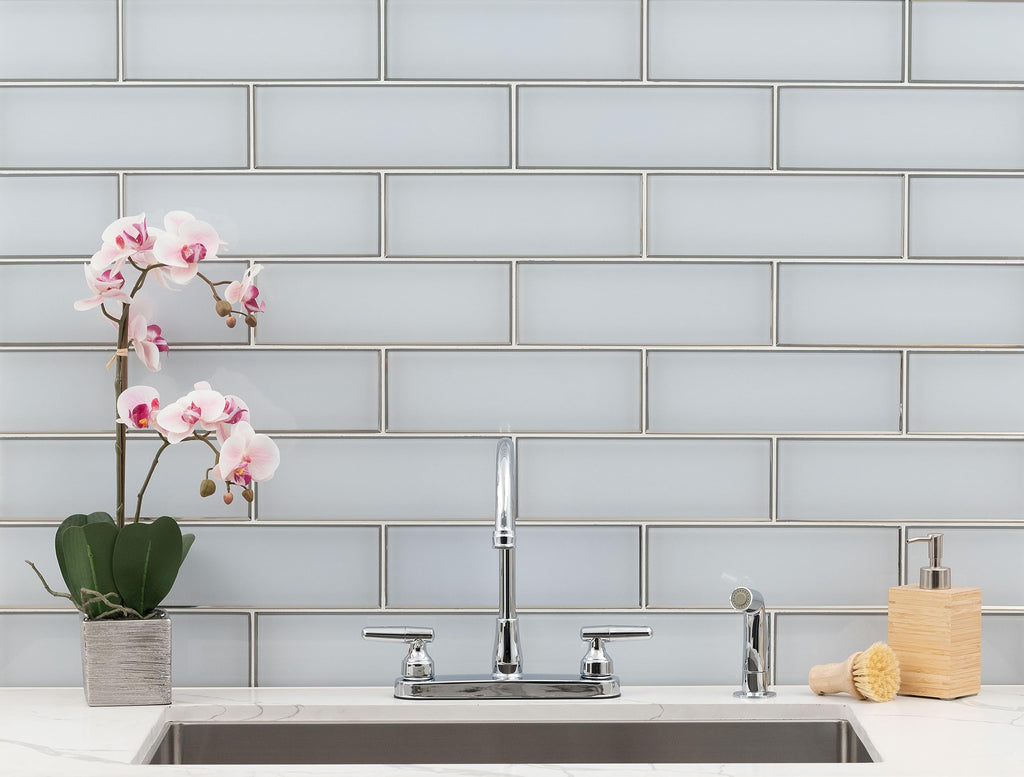 Beveled Glass Subway Tile | Ice Bevel | 4" x 12"