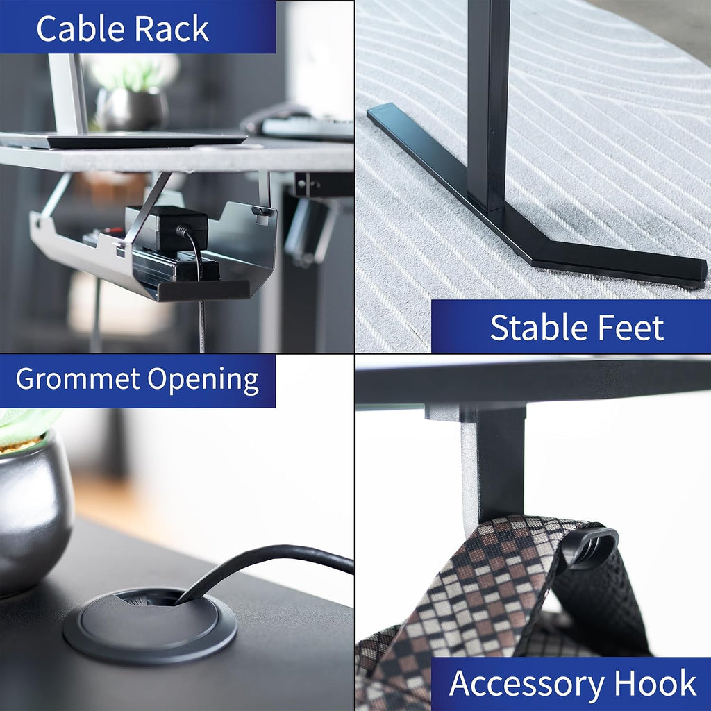 Black 55 x 55 in Corner Standing Desk, DESK-E1L110B | Electric, L-Shaped Table, Sit Stand, Height Adjustable, Memory