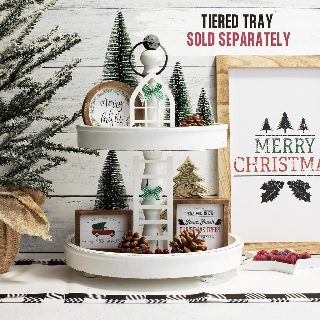The Ultimate Farmhouse Christmas Tiered Tray Decor Set - Beautiful Year Round Seasonal & Halloween Holiday Decoration