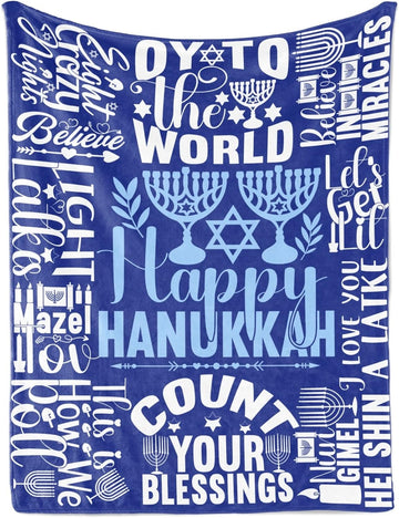 Hanukkah Gifts, Hannukah Throw Blanket for Kids Women Men, Presents for Chanukah Jewish Holiday for Kids, Friends